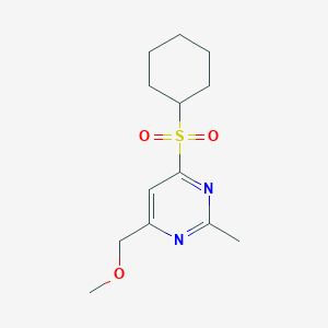 molecular formula C13H20N2O3S B3037708 4-(Cyclohexylsulfonyl)-6-(methoxymethyl)-2-methylpyrimidine CAS No. 551930-87-1