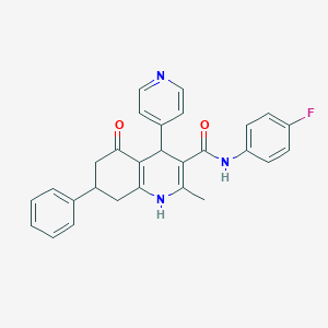 molecular formula C28H24FN3O2 B303794 N-(4-FLUOROPHENYL)-2-METHYL-5-OXO-7-PHENYL-4-(PYRIDIN-4-YL)-1,4,5,6,7,8-HEXAHYDROQUINOLINE-3-CARBOXAMIDE 