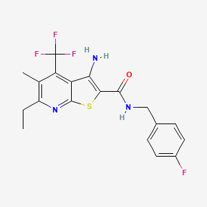 3-amino-6-ethyl-N-[(4-fluorophenyl)methyl]-5-methyl-4-(trifluoromethyl)thieno[2,3-b]pyridine-2-carboxamide