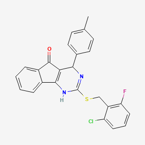 2-[(2-chloro-6-fluorobenzyl)sulfanyl]-4-(4-methylphenyl)-1,4-dihydro-5H-indeno[1,2-d]pyrimidin-5-one