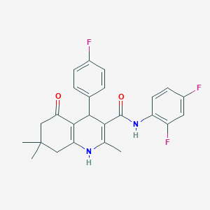 molecular formula C25H23F3N2O2 B303835 N-(2,4-difluorophenyl)-4-(4-fluorophenyl)-2,7,7-trimethyl-5-oxo-1,4,5,6,7,8-hexahydroquinoline-3-carboxamide 