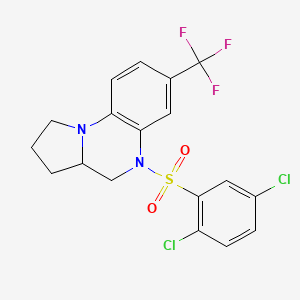 molecular formula C18H15Cl2F3N2O2S B3038399 5-[(2,5-Dichlorophenyl)sulfonyl]-7-(trifluoromethyl)-1,2,3,3a,4,5-hexahydropyrrolo[1,2-a]quinoxaline CAS No. 861206-83-9