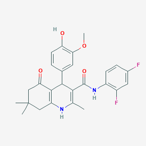molecular formula C26H26F2N2O4 B303842 N-(2,4-difluorophenyl)-4-(4-hydroxy-3-methoxyphenyl)-2,7,7-trimethyl-5-oxo-1,4,5,6,7,8-hexahydroquinoline-3-carboxamide 