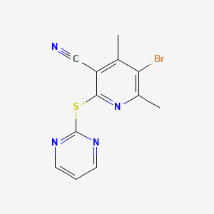 molecular formula C12H9BrN4S B3038474 5-Bromo-4,6-dimethyl-2-(2-pyrimidinylsulfanyl)nicotinonitrile CAS No. 866019-22-9