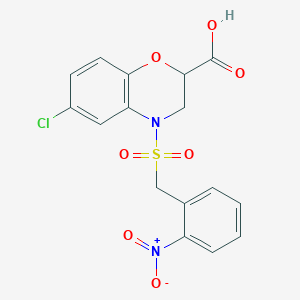 6-chloro-4-[(2-nitrobenzyl)sulfonyl]-3,4-dihydro-2H-1,4-benzoxazine-2-carboxylic acid