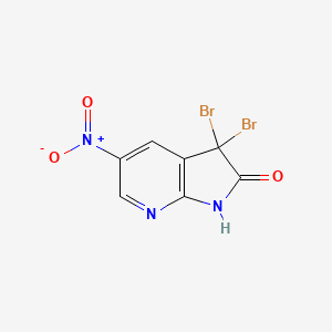 molecular formula C7H3Br2N3O3 B3038601 3,3-dibromo-5-nitro-1H-pyrrolo[2,3-b]pyridin-2(3H)-one CAS No. 869371-07-3