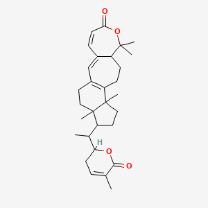 molecular formula C30H40O4 B3038612 8,8,13,17-Tetramethyl-16-[1-(5-methyl-6-oxo-2,3-dihydropyran-2-yl)ethyl]-7-oxatetracyclo[10.7.0.03,9.013,17]nonadeca-1(12),2,4-trien-6-one CAS No. 87164-31-6