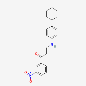 molecular formula C21H24N2O3 B3038662 3-(4-Cyclohexylanilino)-1-(3-nitrophenyl)-1-propanone CAS No. 882748-74-5