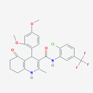 molecular formula C26H24ClF3N2O4 B303872 N-[2-chloro-5-(trifluoromethyl)phenyl]-4-(2,4-dimethoxyphenyl)-2-methyl-5-oxo-1,4,5,6,7,8-hexahydroquinoline-3-carboxamide 