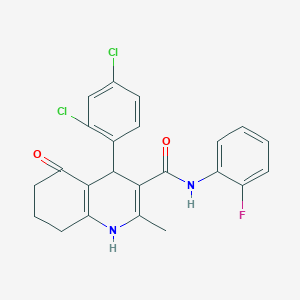 molecular formula C23H19Cl2FN2O2 B303877 4-(2,4-dichlorophenyl)-N-(2-fluorophenyl)-2-methyl-5-oxo-1,4,5,6,7,8-hexahydroquinoline-3-carboxamide 
