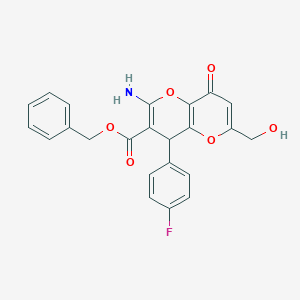 molecular formula C23H18FNO6 B3038789 Benzyl 2-amino-4-(4-fluorophenyl)-6-(hydroxymethyl)-8-oxo-4,8-dihydropyrano[3,2-b]pyran-3-carboxylate CAS No. 902322-68-3