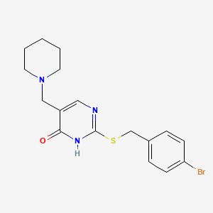 molecular formula C17H20BrN3OS B3038921 2-{[(4-Bromophenyl)methyl]sulfanyl}-5-(piperidin-1-ylmethyl)-1,4-dihydropyrimidin-4-one CAS No. 932379-65-2