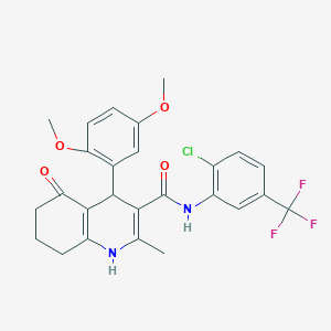 molecular formula C26H24ClF3N2O4 B303897 N-[2-chloro-5-(trifluoromethyl)phenyl]-4-(2,5-dimethoxyphenyl)-2-methyl-5-oxo-1,4,5,6,7,8-hexahydroquinoline-3-carboxamide 