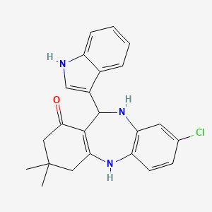 molecular formula C23H22ClN3O B3038996 3-氯-6-(1H-吲哚-3-基)-9,9-二甲基-6,8,10,11-四氢-5H-苯并[b][1,4]苯并二氮杂卓-7-酮 CAS No. 946386-80-7