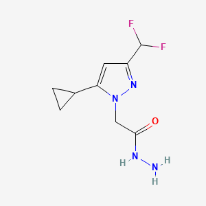 molecular formula C9H12F2N4O B3039269 2-(5-Cyclopropyl-3-(difluoromethyl)-1H-pyrazol-1-yl)acetohydrazide CAS No. 1004644-16-9