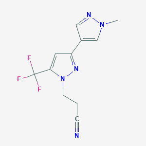 B3039291 3-(1'-Methyl-5-(trifluoromethyl)-1H,1'H-[3,4'-bipyrazol]-1-yl)propanenitrile CAS No. 1006353-16-7