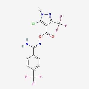 molecular formula C14H9ClF6N4O2 B3039333 O1-{[5-chloro-1-methyl-3-(trifluoromethyl)-1H-pyrazol-4-yl]carbonyl}-4-(trifluoromethyl)benzene-1-carbohydroximamide CAS No. 1017793-40-6