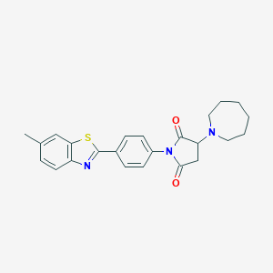 molecular formula C24H25N3O2S B303943 3-(Azepan-1-yl)-1-[4-(6-methyl-1,3-benzothiazol-2-yl)phenyl]pyrrolidine-2,5-dione 
