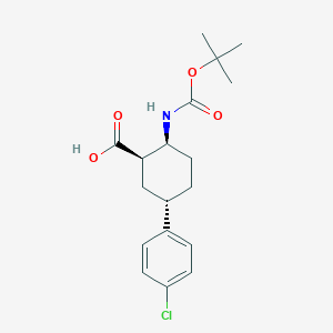 molecular formula C18H24ClNO4 B3039546 CIS-2-TERT-BUTOXYCARBONYLAMINO-TRANS-5-(4-CHLORO-PHENYL)-CYCLOHEXANECARBOXYLIC ACID CAS No. 1176474-84-2