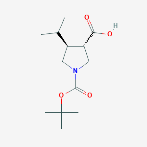 molecular formula C13H23NO4 B3039705 BOC-(+/-)-TRANS-4-ISOPROPYL-PYRROLIDINE-3-CARBOXYLIC ACID CAS No. 1279038-01-5