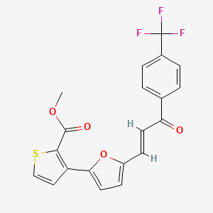 molecular formula C20H13F3O4S B3039850 Methyl 3-(5-{3-oxo-3-[4-(trifluoromethyl)phenyl]prop-1-enyl}-2-furyl)thiophene-2-carboxylate CAS No. 136428-36-9
