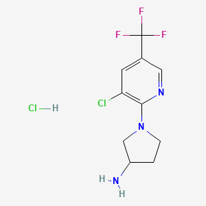molecular formula C10H12Cl2F3N3 B3039953 1-(3-Chloro-5-(trifluoromethyl)pyridin-2-yl)pyrrolidin-3-amine hydrochloride CAS No. 1420993-35-6
