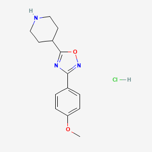 molecular formula C14H18ClN3O2 B3040200 4-[3-(4-Methoxyphenyl)-1,2,4-oxadiazol-5-yl]piperidine hydrochloride CAS No. 1706460-91-4