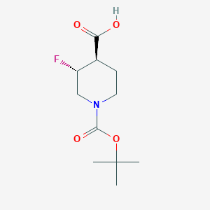 B3040325 trans-1-(tert-Butoxycarbonyl)-3-fluoropiperidine-4-carboxylic acid CAS No. 1864003-59-7