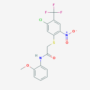 molecular formula C16H12ClF3N2O4S B3040570 N1-(2-methoxyphenyl)-2-{[5-chloro-2-nitro-4-(trifluoromethyl)phenyl]thio}acetamide CAS No. 217490-28-3
