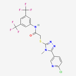 molecular formula C18H12ClF6N5OS B3040674 N1-[3,5-di(trifluoromethyl)phenyl]-2-{[5-(6-chloro-3-pyridyl)-4-methyl-4H-1,2,4-triazol-3-yl]thio}acetamide CAS No. 228580-45-8