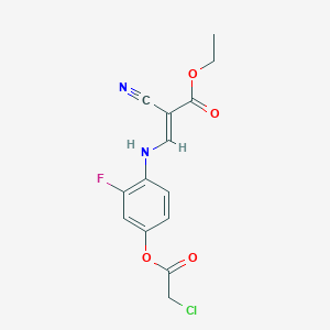 molecular formula C14H12ClFN2O4 B3040766 Ethyl 3-{4-[(2-chloroacetyl)oxy]-2-fluoroanilino}-2-cyanoacrylate CAS No. 239081-33-5