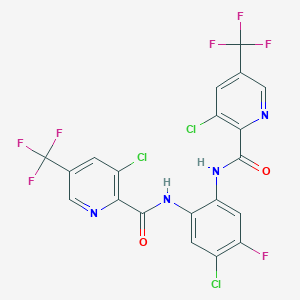 molecular formula C20H8Cl3F7N4O2 B3040878 N2-[4-chloro-2-({[3-chloro-5-(trifluoromethyl)-2-pyridyl]carbonyl}amino)-5-fluorophenyl]-3-chloro-5-(trifluoromethyl)pyridine-2-carboxamide CAS No. 247060-60-2