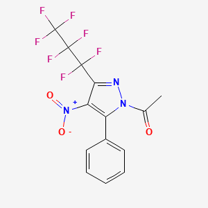 1-[3-(1,1,2,2,3,3,3-Heptafluoropropyl)-4-nitro-5-phenylpyrazol-1-yl]ethanone