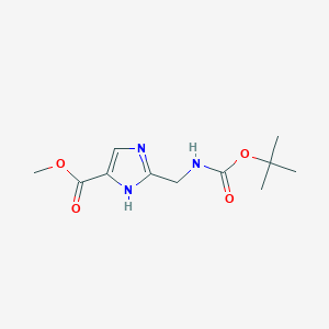 molecular formula C11H17N3O4 B3040914 Methyl N-tert-butoxycarbonyl-2-aminomethyl-imidazole-4-carboxylate CAS No. 252348-76-8