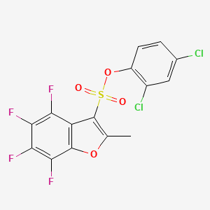 molecular formula C15H6Cl2F4O4S B3040956 2,4-Dichlorophenyl 4,5,6,7-tetrafluoro-2-methylbenzo[b]furan-3-sulphonate CAS No. 256329-74-5