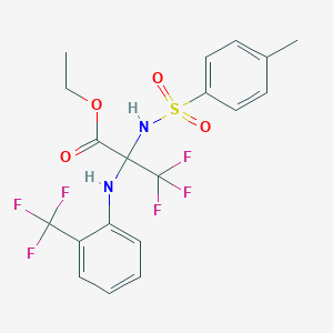 molecular formula C19H18F6N2O4S B3040962 Ethyl 3,3,3-trifluoro-2-{[(4-methylphenyl)sulphonyl]amino}-2-[2-(trifluoromethyl)anilino]propanoate CAS No. 256332-91-9