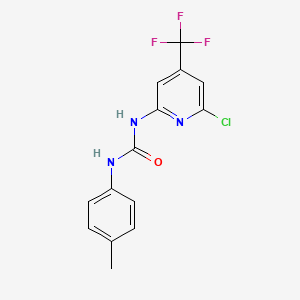 molecular formula C14H11ClF3N3O B3040988 N-[6-chloro-4-(trifluoromethyl)-2-pyridyl]-N'-(4-methylphenyl)urea CAS No. 256471-19-9