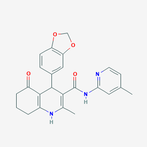 molecular formula C24H23N3O4 B304103 4-(2H-1,3-BENZODIOXOL-5-YL)-2-METHYL-N-(4-METHYLPYRIDIN-2-YL)-5-OXO-1,4,5,6,7,8-HEXAHYDROQUINOLINE-3-CARBOXAMIDE 