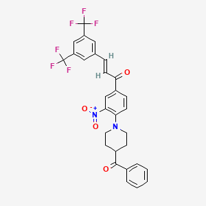 molecular formula C29H22F6N2O4 B3041030 1-[4-(4-Benzoylpiperidino)-3-nitrophenyl]-3-[3,5-di(trifluoromethyl)phenyl]prop-2-en-1-one CAS No. 258353-15-0