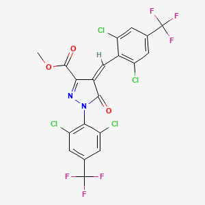 molecular formula C20H8Cl4F6N2O3 B3041048 methyl 1-[2,6-dichloro-4-(trifluoromethyl)phenyl]-4-{[2,6-dichloro-4-(trifluoromethyl)phenyl]methylene}-5-oxo-4,5-dihydro-1H-pyrazole-3-carboxylate CAS No. 259175-30-9