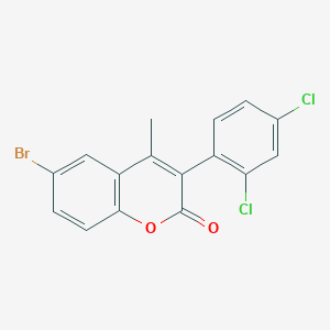 molecular formula C16H9BrCl2O2 B3041198 6-Bromo-3-(2 inverted exclamation mark ,4 inverted exclamation mark -dichlorophenyl)-4-methylcoumarin CAS No. 262591-11-7
