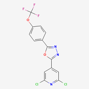 molecular formula C14H6Cl2F3N3O2 B3041255 2-(2,6-Dichloro-4-pyridyl)-5-[4-(trifluoromethoxy)phenyl]-1,3,4-oxadiazole CAS No. 263564-82-5