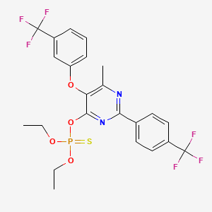 molecular formula C23H21F6N2O4PS B3041261 O,O-diethyl O-{6-methyl-5-[3-(trifluoromethyl)phenoxy]-2-[4-(trifluoromethyl)phenyl]pyrimidin-4-yl} phosphothioate CAS No. 263869-06-3