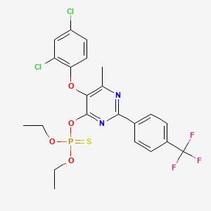 molecular formula C22H20Cl2F3N2O4PS B3041262 O-{5-(2,4-dichlorophenoxy)-6-methyl-2-[4-(trifluoromethyl)phenyl]pyrimidin-4-yl} O,O-diethyl phosphothioate CAS No. 263869-08-5