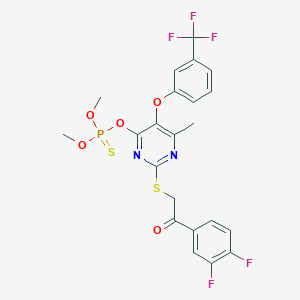 molecular formula C22H18F5N2O5PS2 B3041265 O-(2-((2-(3,4-Difluorophenyl)-2-oxoethyl)thio)-6-methyl-5-(3-(trifluoromethyl)phenoxy)pyrimidin-4-yl)O,O-dimethylphosphorothioate CAS No. 263897-34-3