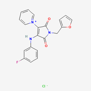 molecular formula C20H15ClFN3O3 B3041336 1-[4-(3-fluoroanilino)-1-(2-furylmethyl)-2,5-dioxo-2,5-dihydro-1H-pyrrol-3-yl]pyridinium chloride CAS No. 281223-40-3