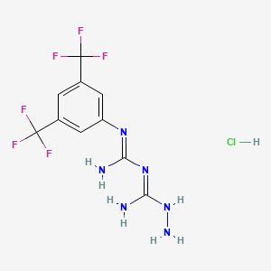 molecular formula C10H11ClF6N6 B3041347 N-[3,5-Di(trifluoromethyl)phenyl]-N'-[hydrazino(imino)methyl]guanidine hydrochloride CAS No. 282714-37-8
