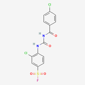 molecular formula C14H9Cl2FN2O4S B3041361 3-chloro-4-({[(4-chlorobenzoyl)amino]carbonyl}amino)benzene-1-sulphonyl fluoride CAS No. 284674-51-7