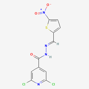 molecular formula C11H6Cl2N4O3S B3041382 2,6-Dichloro-N-[(E)-(5-nitrothiophen-2-yl)methylideneamino]pyridine-4-carboxamide CAS No. 286439-89-2