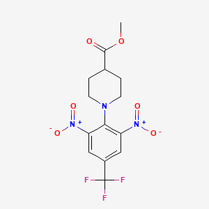 molecular formula C14H14F3N3O6 B3041481 methyl 1-[2,6-dinitro-4-(trifluoromethyl)phenyl]piperidine-4-carboxylate CAS No. 303144-40-3